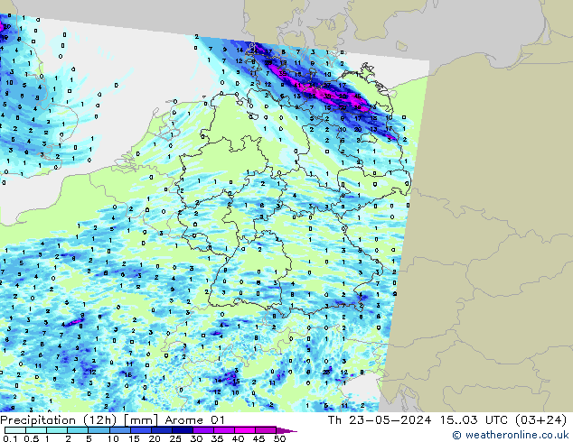 Nied. akkumuliert (12Std) Arome 01 Do 23.05.2024 03 UTC