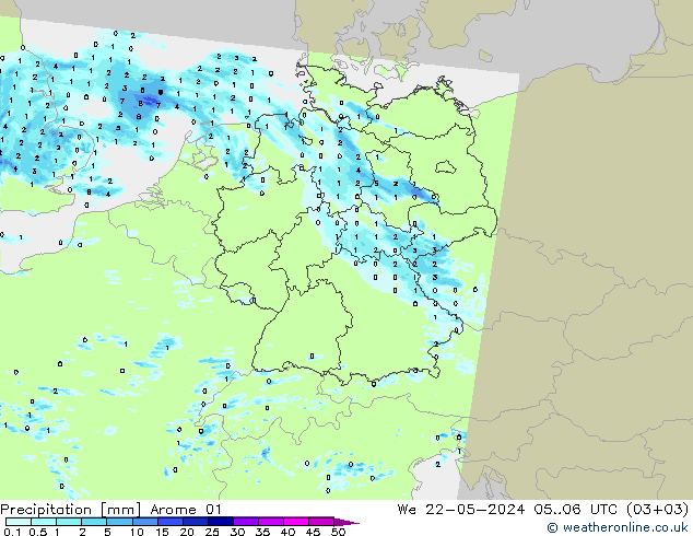 Precipitation Arome 01 We 22.05.2024 06 UTC