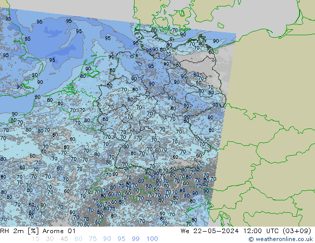 RH 2m Arome 01 We 22.05.2024 12 UTC