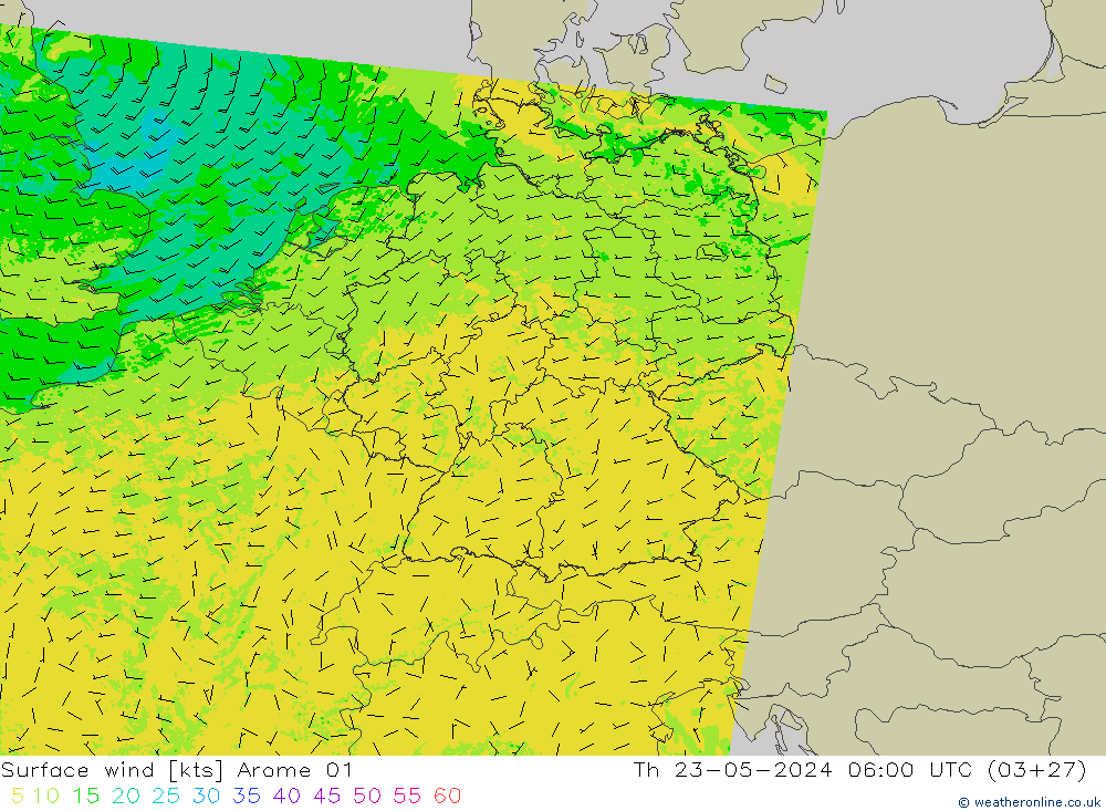 Bodenwind Arome 01 Do 23.05.2024 06 UTC
