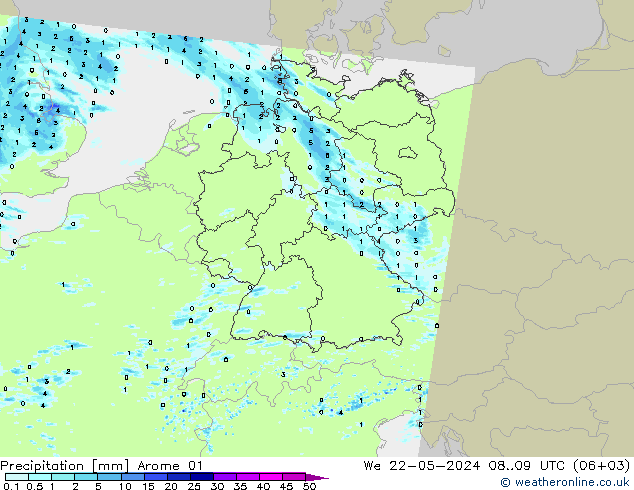 Precipitazione Arome 01 mer 22.05.2024 09 UTC