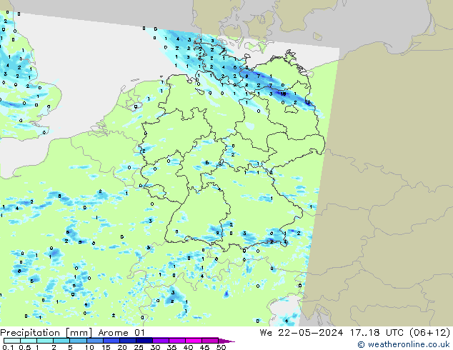 降水 Arome 01 星期三 22.05.2024 18 UTC