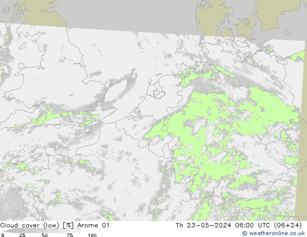 云 (低) Arome 01 星期四 23.05.2024 06 UTC