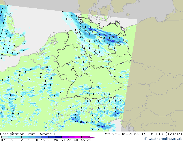 Niederschlag Arome 01 Mi 22.05.2024 15 UTC