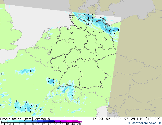 Precipitation Arome 01 Th 23.05.2024 08 UTC
