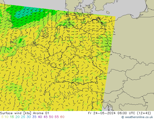 Wind 10 m Arome 01 vr 24.05.2024 06 UTC