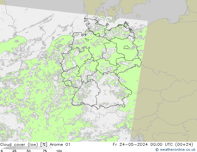 Nubi basse Arome 01 ven 24.05.2024 00 UTC