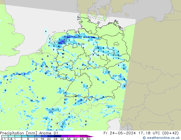 降水 Arome 01 星期五 24.05.2024 18 UTC