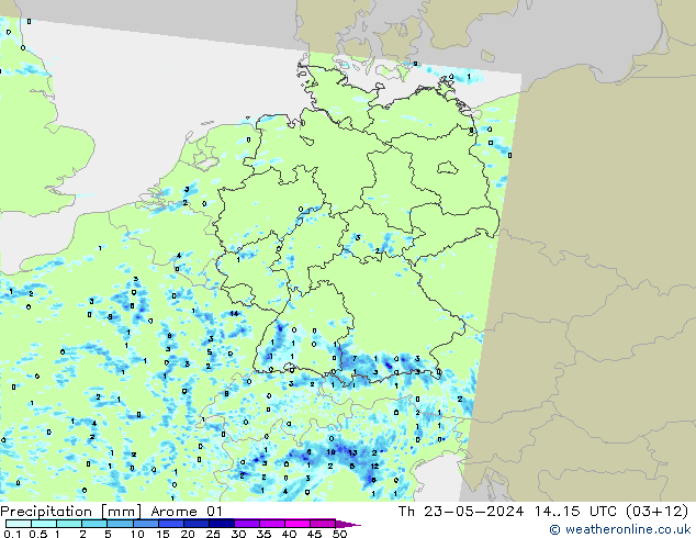 降水 Arome 01 星期四 23.05.2024 15 UTC