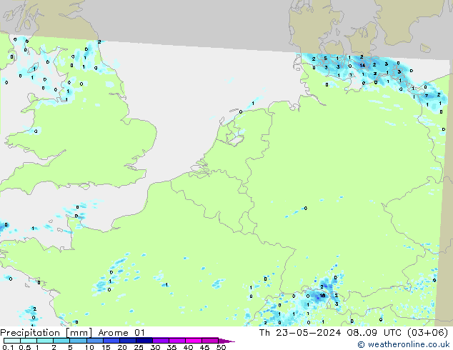 降水 Arome 01 星期四 23.05.2024 09 UTC