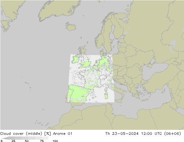 Nubes medias Arome 01 jue 23.05.2024 12 UTC