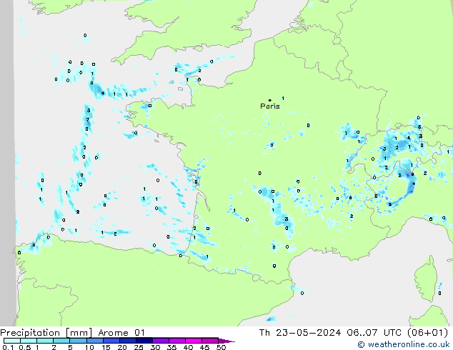 precipitação Arome 01 Qui 23.05.2024 07 UTC