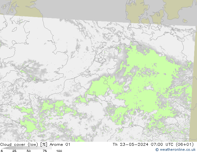 云 (低) Arome 01 星期四 23.05.2024 07 UTC