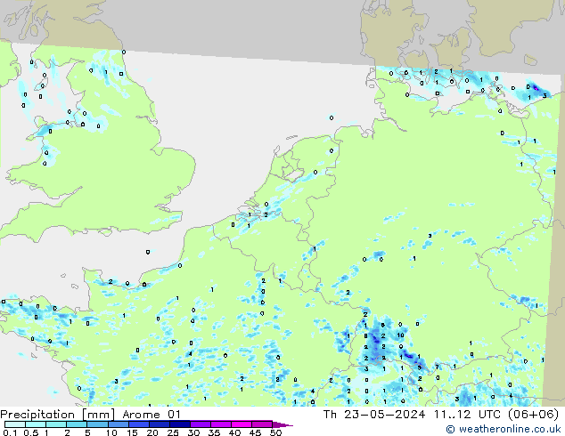 降水 Arome 01 星期四 23.05.2024 12 UTC