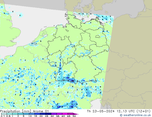 Precipitation Arome 01 Th 23.05.2024 13 UTC