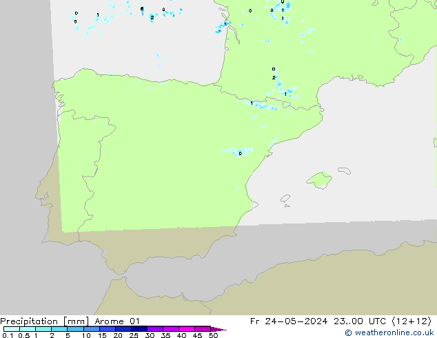 Neerslag Arome 01 vr 24.05.2024 00 UTC