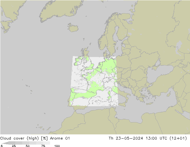 zachmurzenie (wysokie) Arome 01 czw. 23.05.2024 13 UTC