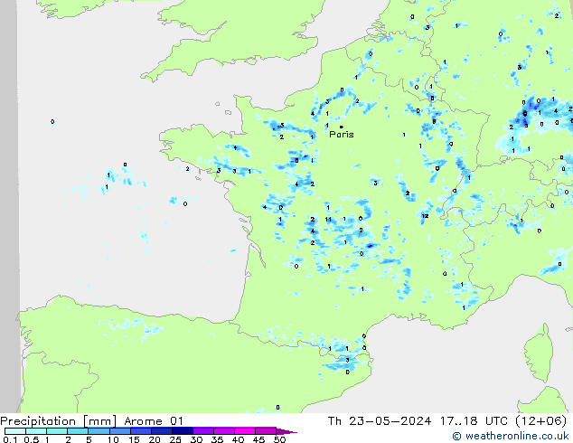 Precipitation Arome 01 Th 23.05.2024 18 UTC