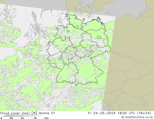 Nubi basse Arome 01 ven 24.05.2024 18 UTC