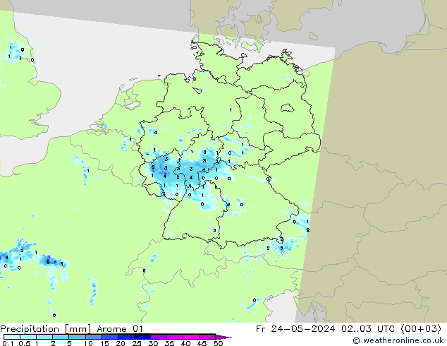 Precipitation Arome 01 Fr 24.05.2024 03 UTC