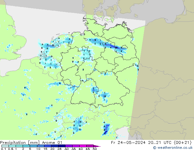 降水 Arome 01 星期五 24.05.2024 21 UTC