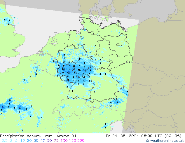 Precipitation accum. Arome 01 ven 24.05.2024 06 UTC