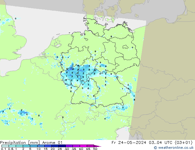 Precipitación Arome 01 vie 24.05.2024 04 UTC