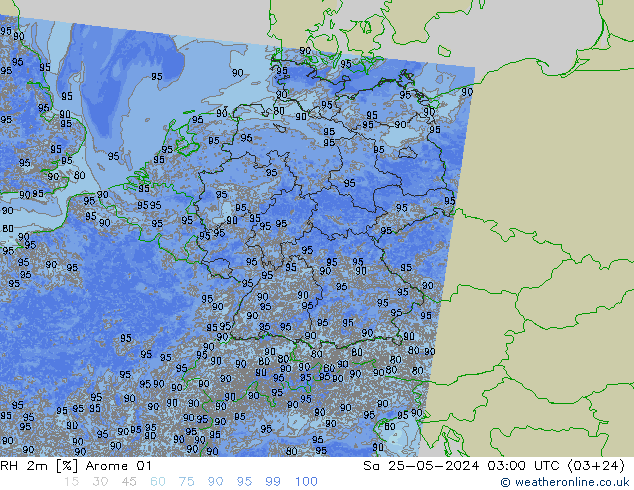 RH 2m Arome 01  25.05.2024 03 UTC