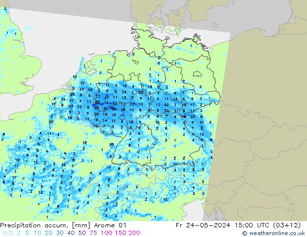 Precipitation accum. Arome 01 ven 24.05.2024 15 UTC