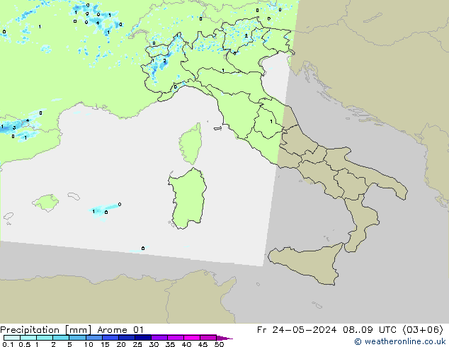 Neerslag Arome 01 vr 24.05.2024 09 UTC