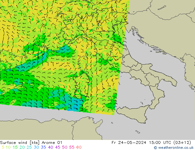 Surface wind Arome 01 Fr 24.05.2024 15 UTC