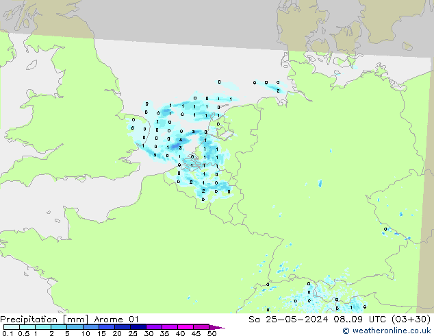 precipitação Arome 01 Sáb 25.05.2024 09 UTC