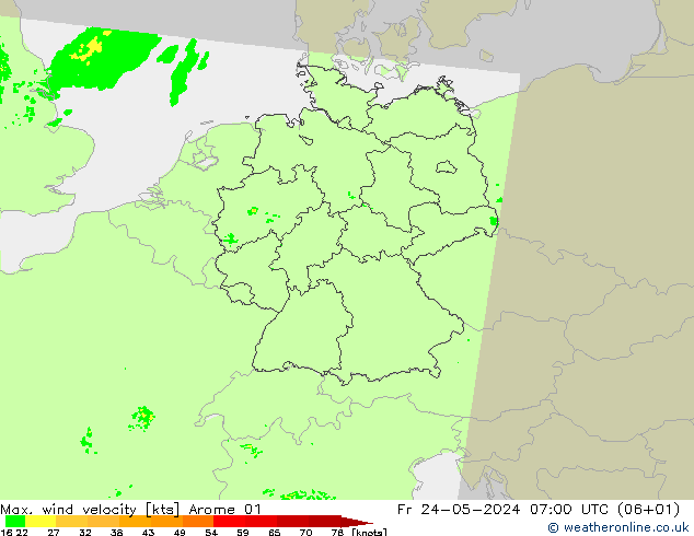 Windböen Arome 01 Fr 24.05.2024 07 UTC