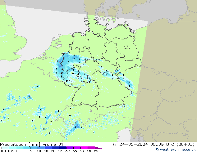 Precipitation Arome 01 Fr 24.05.2024 09 UTC