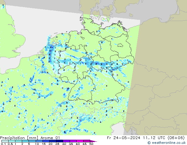 降水 Arome 01 星期五 24.05.2024 12 UTC
