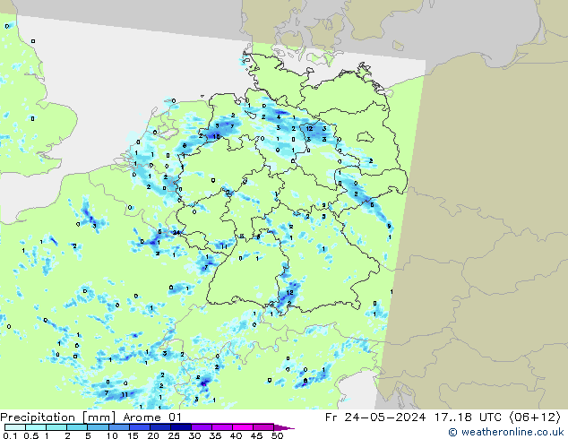 Precipitation Arome 01 Fr 24.05.2024 18 UTC