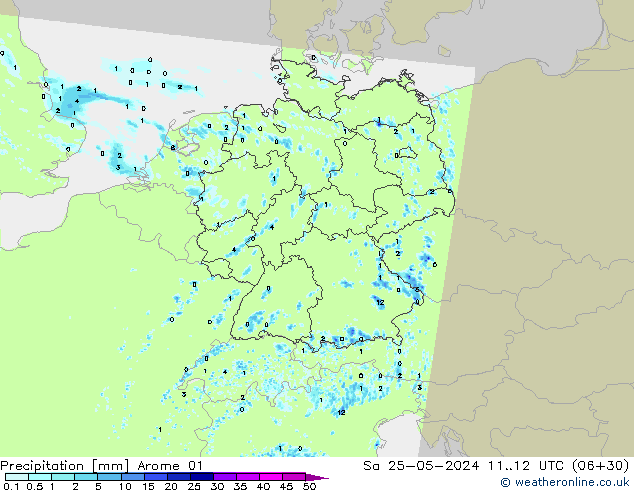 Precipitación Arome 01 sáb 25.05.2024 12 UTC