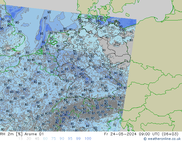 RH 2m Arome 01 pt. 24.05.2024 09 UTC