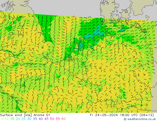 Bodenwind Arome 01 Fr 24.05.2024 18 UTC