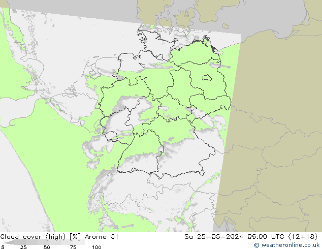 nuvens (high) Arome 01 Sáb 25.05.2024 06 UTC