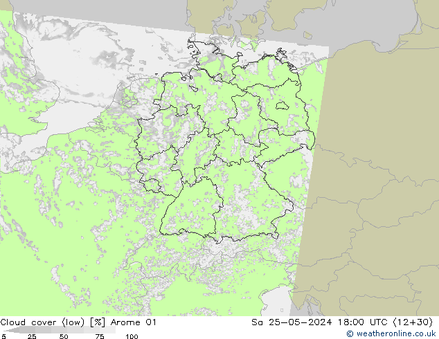 Nuages (bas) Arome 01 sam 25.05.2024 18 UTC