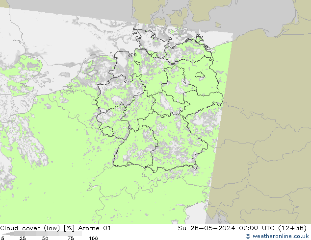 nízká oblaka Arome 01 Ne 26.05.2024 00 UTC