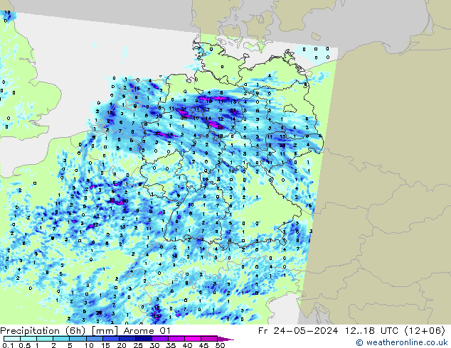 Yağış (6h) Arome 01 Cu 24.05.2024 18 UTC