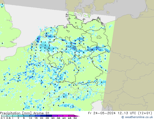 Precipitation Arome 01 Fr 24.05.2024 13 UTC