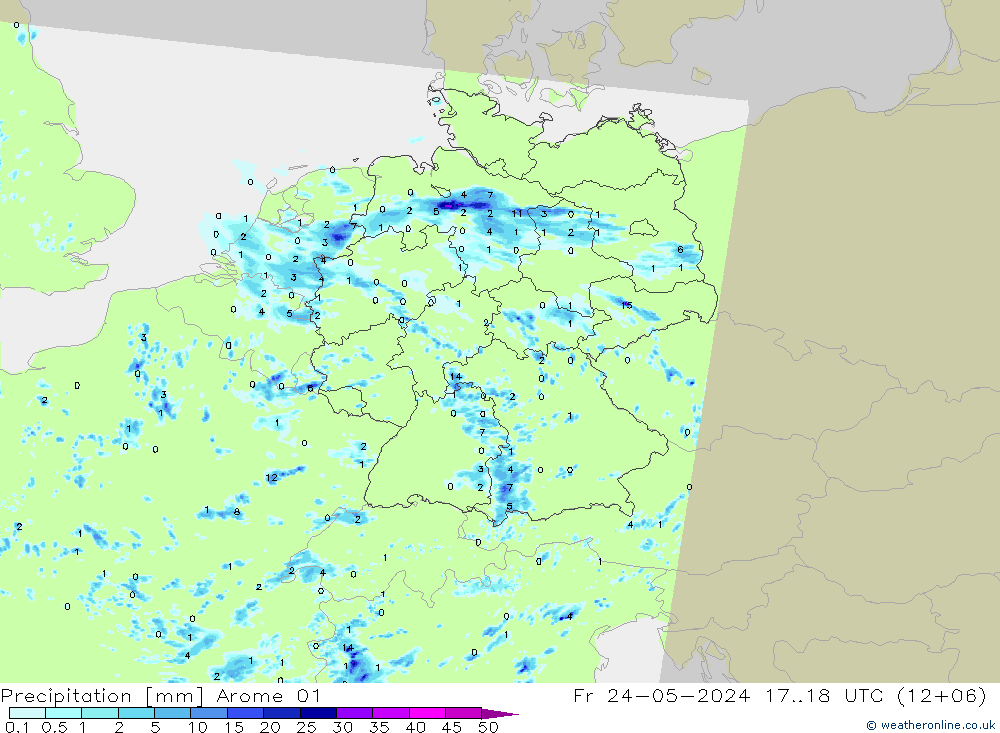 Precipitation Arome 01 Fr 24.05.2024 18 UTC