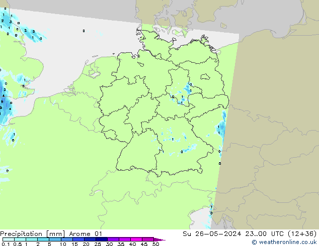 Precipitation Arome 01 Su 26.05.2024 00 UTC
