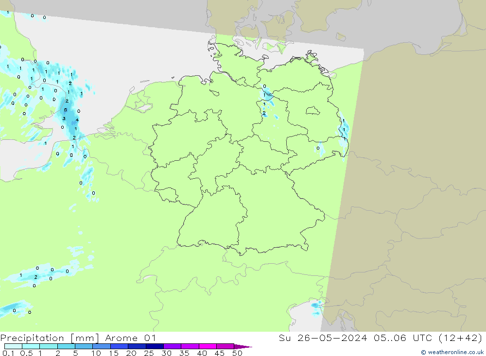 Niederschlag Arome 01 So 26.05.2024 06 UTC