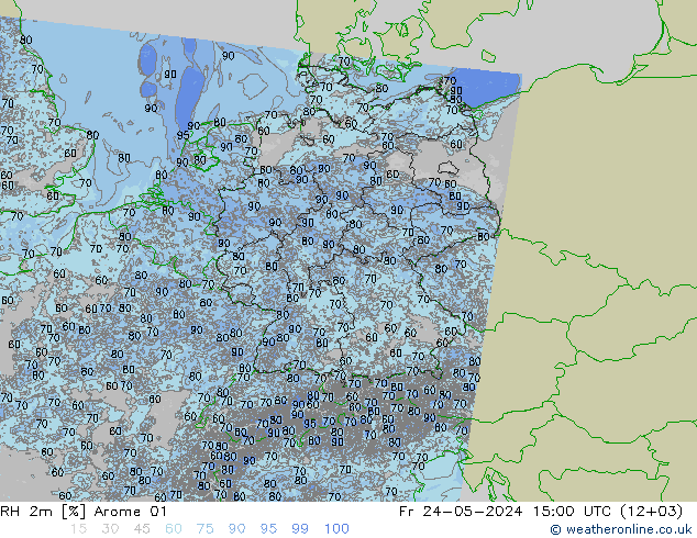 Humidité rel. 2m Arome 01 ven 24.05.2024 15 UTC