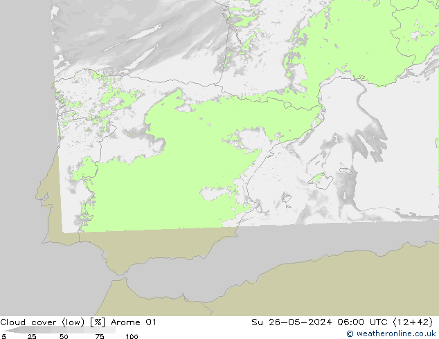 Nubes bajas Arome 01 dom 26.05.2024 06 UTC
