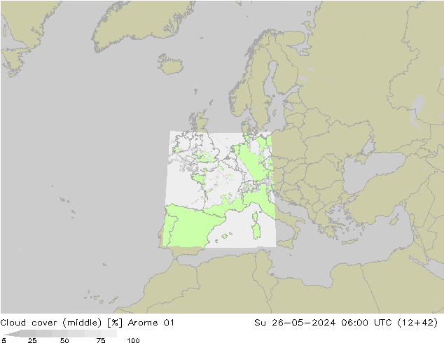 Nubes medias Arome 01 dom 26.05.2024 06 UTC